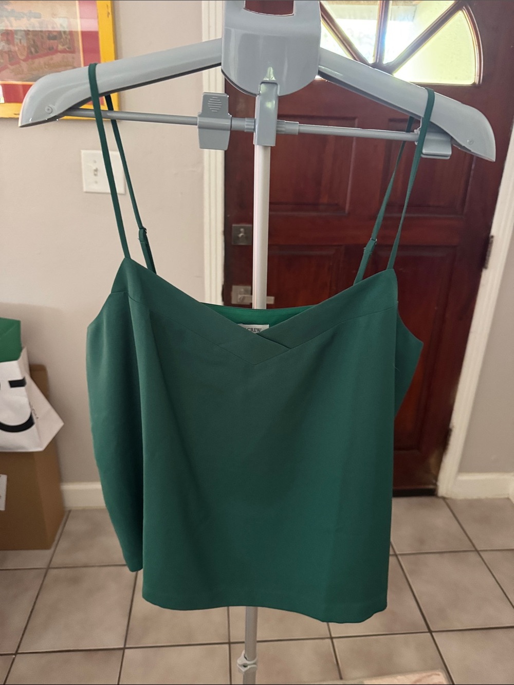 NWT J. Crew Forest Green Spaghetti-Strap V-Neck Camisole